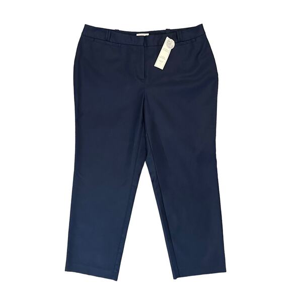 NWT Charter Club Curvy Fit Tummy Slimming Slim Leg Ankle Navy Blue Pants Size 16 - Picture 1 of 12